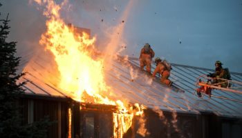 Commercial, Residential Structures & Vehicles - House fire and firemen photo